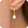 Gold Plated Stainless Steel Pearl Dangle Earrings for Women Mom, Waterdop Pearls Earring Jewelry gifts - Image 1