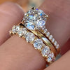 3Pcs Set of Rings Female Shiny Round Zirconia Finger Jewelry Gold Color Accessories for Wedding - Image 1