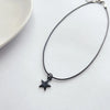 Black Choker Necklace with Five-Pointed Star Pendant and 40 cm Length - Image 3