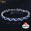 Pera 5 Colors Options Ladies Silver Plated Cubic Zirconia Royal Blue Tennis Bracelets Jewelry for Women Party Gift - Image 1