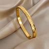 Chic Gold Color Simple 316L Stainless Steel Bangles Bracelets for Women Charm Zircon Jewelry Gift - Image 5