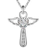 Lovely Charms Wedding Silver Women Necklace Cross Jewelry Stone Crystal Cute Gift 45CM - Image 1