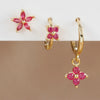 3PCS/Set Stainless Steel Rose Red Zircon Flower Dangle Earring for Women Gold Plated Huggie Pendant Piercing Jewelry - Image 10