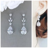Water Drop Cubic Zirconia Stones Earrings Silver Color Inlaid Zircon Engagement Wedding Dangle Earrings - Image 2