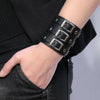 Vintage Leather Wristband Bracelet Cuff Goth Metal Armbands Concealed Buckle Adjustable Gothic Punk Bracelets Men Jewelry - Image 1