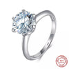 Silver Simple Engagement Wedding Rings for Women Cubic Zirconia Ring Bridal Jewelry Gift - Image 9
