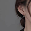 Silver Needle Hollow Bowknot Pendant Hoop Earrings For Women Classic Jewelry Minimalist Accessories - Image 3