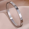 Yupsk 2pcs Star Design Stainless Steel Open Bracelet Shiny Cubic Zirconia Decorated Cuff Bangle Colorfast Jewelry Gift - Image 7