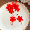 Glass Chiffon Flowers Tassel Dangle Earrings for Women Sweet Exaggerated Design Earring Vacation Style Jewelry Travel K - Image 10
