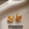 Handwoven Irregular Small Ball Earrings for Women and Man Golden Color Metal 3D Design Accessory Feel Jewelry - Image 7