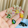 Green Yellow Leaves Flower Bouquet Wheat Ear Brooch for Women Creative Rhinestone Pin Suit Clothing Jewelry Accessories - Image 2