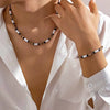 KunJoe 2pcs/set Vintage Natural Soft Clay Beads Bracelet Necklace for Men African Surf Tribal Jewelry Set - Image 3