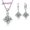 Silver Crystal Pendant Necklace Earrings Jewelry Set For Women Girls Wedding Engagement Jewelry - Image 5