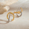 Two Tone Irregular Line Earrings Gold Color Plated Stainless Steel Wrapped Hollow Earrings Women's Jewelry - Image 6