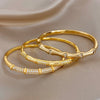 Elegant Diamond-encrusted Bone Bamboo Joint Shape Cuff Bracelet For Women Classic Plated Gold Shiny Temperament Jewelry Set - Image 5