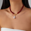 Vintage Imitation Pearl Choker Necklace for Women Glass Stone Irregular Bohemian Ethnic Style Charming Party Jewelry Gift - Image 1
