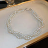 Twisted Imitation Pearl Choker Necklace with Beaded Strands - Image 5