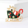 Christmas Enamel Sleigh Car Brooches for Women Unisex Rhinestone Deer Pins Banquet Party Backpack Gifts Jewelry Accessories - Image 5