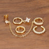 4PCS Zircon Flower Dangle Earring Sets For Women Gold Plated Tassel Chain Ear Stud Temperament Korean Jewelry - Image 5