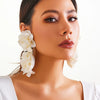 4 Colors Exaggerated Big Fluffy Fabric Flower Petal Drop Earrings for Women Elegant Earring Wed Bridal Accessories - Image 3