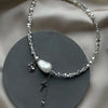 Elegant Irregular Ccb &Pink Stone Beads Chain Heart Pendant Necklace For Women Choker Dinner Party Valentine's Jewelry - Image 2