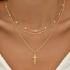 Double Layer Pearl Choker Necklace with Small Heart Pendant - Image 4
