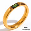 Gold Plated Shiny 12 Colors Birthstone Ring Stainless Steel Gold Plated Zircon Rings Zodiac ConstellationFor Women - Image 13