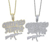 Iced Out Bling CZ Gun Pendant Necklace Cubic Zirconia Letter Steppa Charm Men Hip Hop Jewelry - Image 4