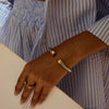Minimalist Stone Green Peacock Stainless Steel Ribbed Bracelet Stackable Ring Women's Accessories Party Gift - Image 2