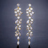 Cubic Zirconia Leaf Long Dangle Earrings for Elegant Women White Leaves Drop Earring Bridal Wedding Jewelry - Image 9