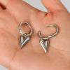 Punk Peach Heart Pendant Earrings for Women Silver Color Simple Geometric Circular Ear Buckle Jewelry Gift - Image 5
