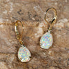Female Pear Cut Blue White Fire Opal Stone Classic Gold Color Water Drop Earrings Cute Dangle Boho Jewelry For Women - Image 2