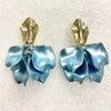 Gold Color Metal Leaf Acrylic Petal Flower Drop Earrings For Women Rose Pink Blue Orange Green Colors - Image 20