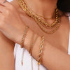 Minimalist Basic Gold Color Twisted Rope Chain Choker Necklaces For Women Stainless Steel Jewelry Gold Necklace - Image 4