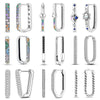 Silver Colorful Zirconium Sun Earrings Square Large Hoop Earrings Women Female Party Earring Jewelry - Image 1