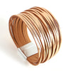 Simple Gold Silver Color Leather Bracelets For Women Boho Multilayer Strips Wide Wrap Bracelet Jewelry - Image 8