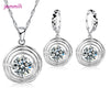 Silver Crystal Pendant Necklace Earrings Jewelry Set For Women Girls Wedding Engagement Jewelry - Image 7