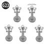 1/5PCS Implant Titanium Different Size Flower Zirconia Labret 16G Internal Threaded Cartilage Helix Lobe Earring Piercing - Image 8
