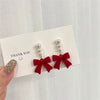 Red Black Bowtie Earrings for Women Girls Simulated Pearl Cloth Bow Tie Earrings Jewelry Ear Accessories Beautiful Gifts - Image 7