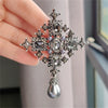 Baroque cross rhinestone brooch female temperament coat pin corsage shirt collar pin versatile accessories - Image 2