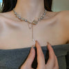 Women Thorn Desin Choker Necklace Fairy Glass Opal Necklace Collarbone Chain Necklace Elegant Silver-Color Party Choker - Image 9