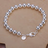 Silver Ball Bracelets For Women Round Beads Adjustable Charm Bracelet Party Wedding Jewelry Gifts - Image 1