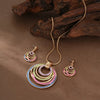 3pc/set Large Round Earrings Collar Necklace Set for Women Exaggerated PU Rope Chains Metal Geometric Pendant Necklace Jewelry - Image 10