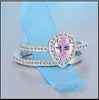 Teardrop Cubic Zirconia Ring Set in Clear or Pink with US Sizes 5 to 9 - Image 7