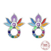 Silver Elegant Sparkling Lucky Clover Hoops Earring For Women Jewelry Simple Colorful Flower Love Gift - Image 28
