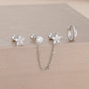 Three-Piece Floral Stud Earring Set with Linked Details - Image 13