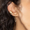 Gold Silver Color Plated Double Hole Link Chain Circle Hoop Earrings Zircon Star Lightning Eye Pendant Huggie Piercing Earring - Image 4