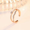 Silver Elegant Double Layers Rhinestone Open Adjustable Rings Women Jewelry Rose Gold Zircon Resizable Ring - Image 9
