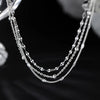 Sparking Silver Chain Bracelets For Women Elegant Three Layer Geometric Bead Bracelet Party Wedding Jewelry - Image 5