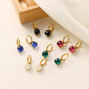 Stainless Steel Colorful Double White Black Square Stone Drop Earring Gold Plated Earrings For Women Jewelry - Image 2